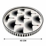 Handmade Mother of Pearl Round Tray with Black Crane Design | Luxury Decorative Serving & Ottoman Tray - Image 2