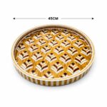 Golden Palm Pattern Mother of Pearl Round Serving Tray|45 cm - Image 2