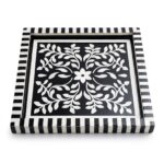 Black Elegance Mother of Pearl Decorative Tray – 33 cm