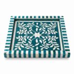 Turquoise Botanica Mother of Pearl Wooden Tray – 33 cm - Image 3