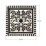 Handcrafted Black & White Mother of Pearl Inlay Wooden Decorative Tray – 33 cm - Image 4