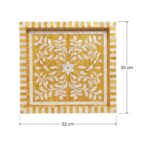Handcrafted Gold & White Mother of Pearl Inlay Wooden Decorative Tray – 33 cm - Image 4