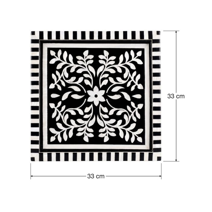 Black Elegance Mother of Pearl Decorative Tray – 33 cm - Image 4