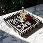 Black Elegance Mother of Pearl Decorative Tray – 33 cm - Image 7
