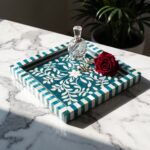 Turquoise Botanica Mother of Pearl Wooden Tray – 33 cm - Image 7