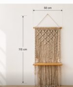 Boho Macramé Wall Hanging – Handmade Cotton Rope Tapestry with Geometric Knots & Long Fringe - Image 2