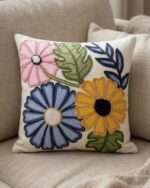 Meadow Bloom Embroidered cushion - Image 2