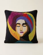 Handmade Abstract Portrait Embordered Cushion