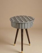 Art Monochrome Inlaid Round Storage Side Table