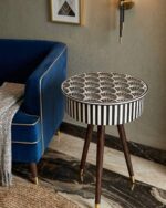 Art Monochrome Inlaid Round Storage Side Table - Image 2