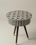 The Fan and Stripe Monochrome Bone Inlay Table
