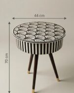 The Fan and Stripe Monochrome Bone Inlay Table - Image 3