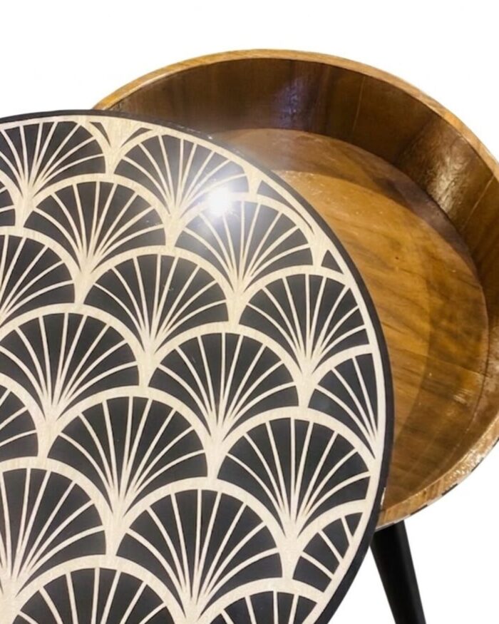 Art Monochrome Inlaid Round Storage Side Table - Image 5