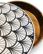 The Fan and Stripe Monochrome Bone Inlay Table - Image 5