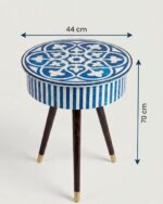 Azure Blue Bone Inlay Round Box Table - Image 3
