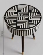 Handmade Zeno Monochrome Geometric Mother of Pearl Table - Image 3