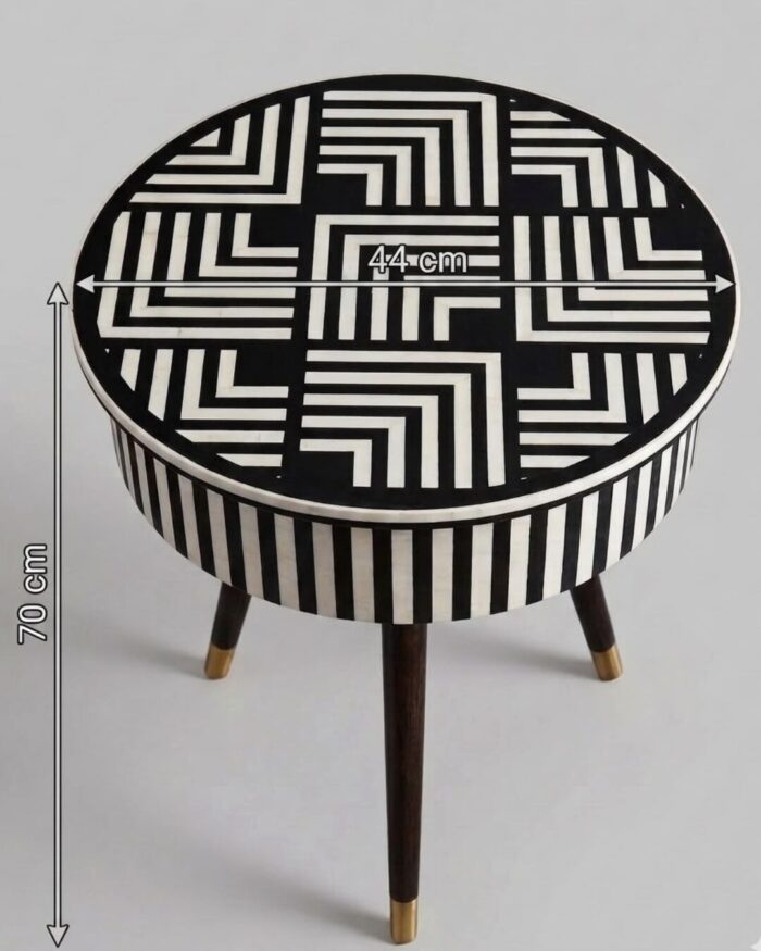 Handmade Zeno Monochrome Geometric Mother of Pearl Table - Image 3