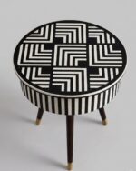 Handmade Zeno Monochrome Geometric Mother of Pearl Table