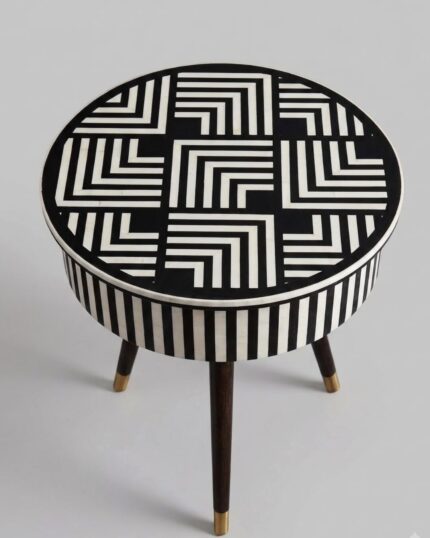 Handmade Zeno Monochrome Geometric Mother of Pearl Table