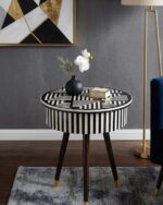 Handmade Zeno Monochrome Geometric Mother of Pearl Table - Image 2