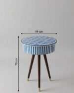 Handmade Artisanal Blue Scallop Inlay table - Image 2