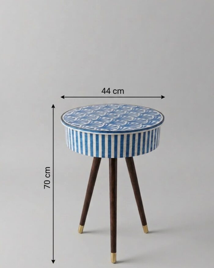Handmade Artisanal Blue Scallop Inlay table - Image 2