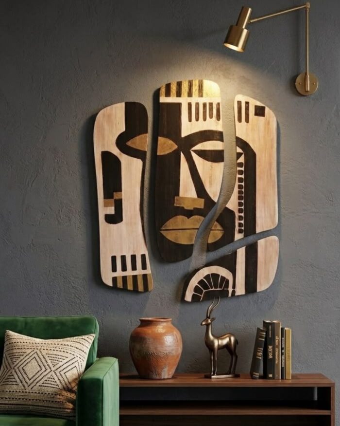 "Aura of Ancestors " 4-Piece Segmented Wooden Wall Art - Image 2