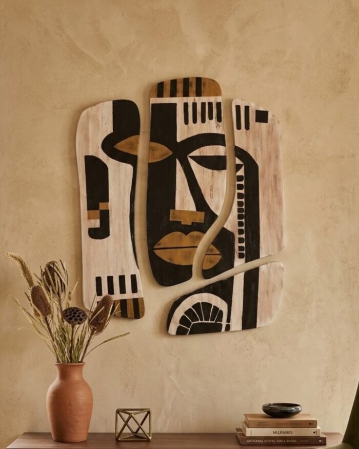 "Aura of Ancestors " 4-Piece Segmented Wooden Wall Art - Image 1
