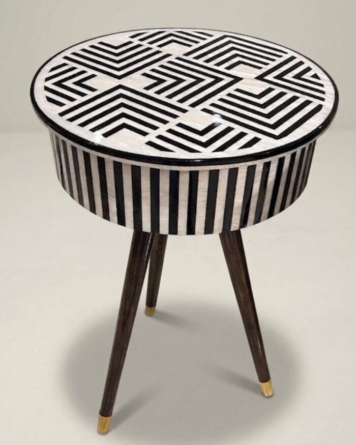 The Zephyr Geometric Monochrome Side Table - Image 1