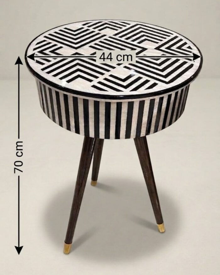 The Zephyr Geometric Monochrome Side Table - Image 3