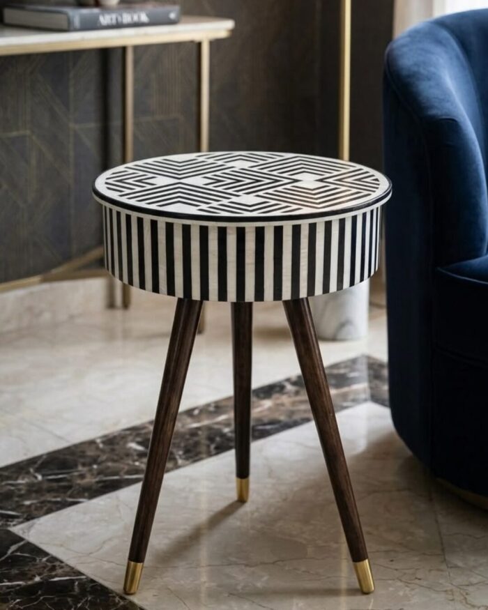 The Zephyr Geometric Monochrome Side Table - Image 4