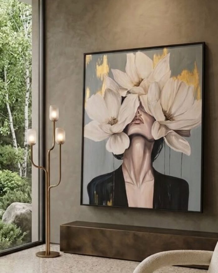 Hand-Painted Ethereal Bloom Framed Canvas Wall Art - Image 3