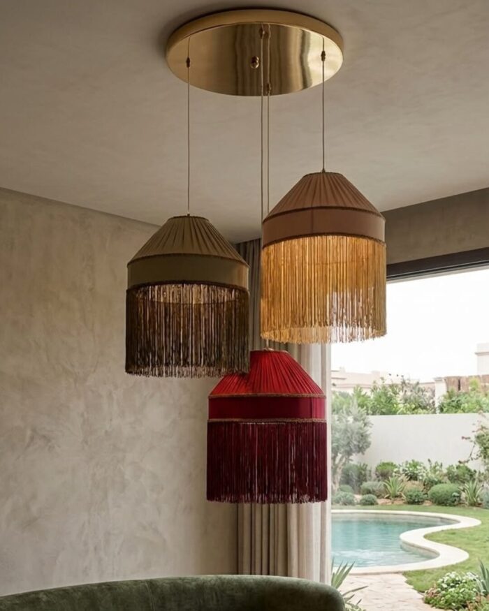 The Seraphina Pleated Satin & Tassel 3-Light Cluster Chandelier - Image 2