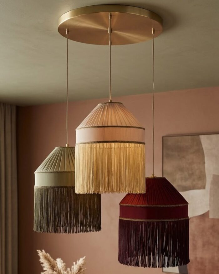 The Seraphina Pleated Satin & Tassel 3-Light Cluster Chandelier - Image 3