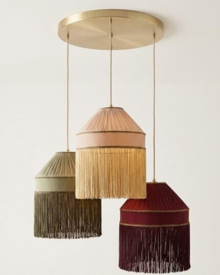 The Seraphina Pleated Satin & Tassel 3-Light Cluster Chandelier