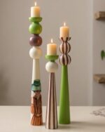 Carnival and Form Hand-Painted Candle Holders ( set of 3)