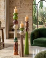 Carnival and Form Hand-Painted Candle Holders ( set of 3) - Image 2