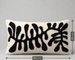 Handmade Black & Cream Botanical Tufted Lumbar Cushion – 60 × 30 cm - Image 2