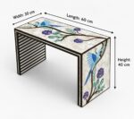 Luxury Handcrafted Mother of Pearl Inlaid Wooden Side Table – Multi Color - Image 9