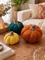 Handmade Velvet Fabric Pumpkin –  Autumn Home Decor( set of 3) - Image 2