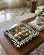 The Jardin Noir Handcrafted Inlay Tray With Acrylic Cloche - Image 3