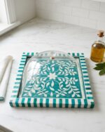 The Valencia Botanical Inlay Tray with Acrylic Cloche
