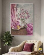 Lilac Reverie Hand-Painted Still life Oil Painting - Image 3