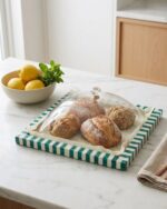 Botanical Inlay Square Serving Tray with Clear Acrylic Cloche - Image 3
