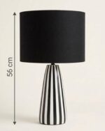 Hand painted Striped Black and White Pottery Table Lamp - Image 3