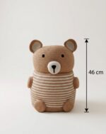 Bear-Shaped Woven Cotton Rope Storage Basket with Lid - Image 3