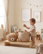 Bear-Shaped Woven Cotton Rope Storage Basket with Lid - Image 4
