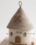 Whimsical Cottage Handwoven Cotton Rope Storage Basket - Image 5