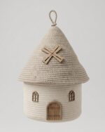 Whimsical Cottage Handwoven Cotton Rope Storage Basket - Image 2