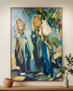 Hand-Painted  Water Gatherers framed Acrylic wall Painting - Image 2